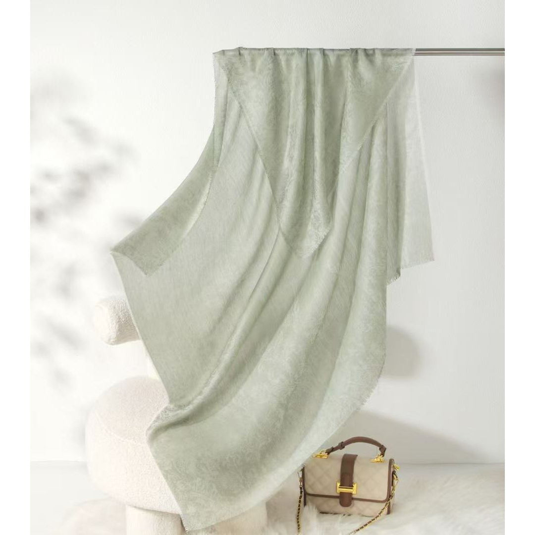 Women Summer Elgant Jacquard Lightweight Cashmere Square Shawl