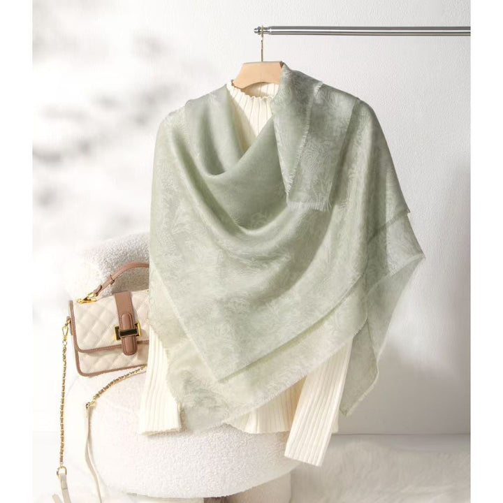 Women Summer Elgant Jacquard Lightweight Cashmere Square Shawl