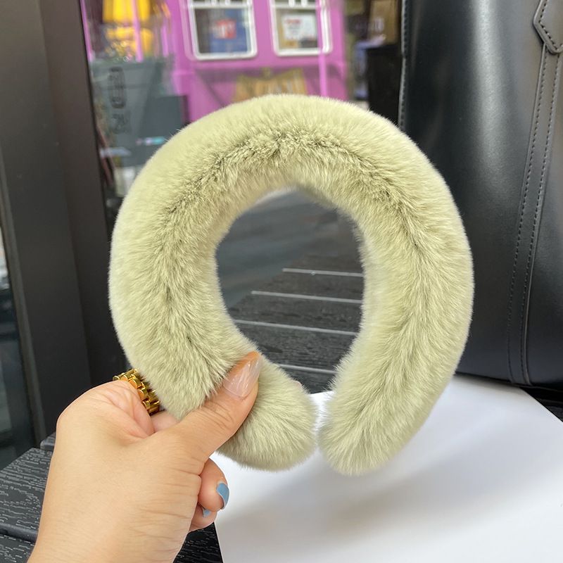 Real Rabbit Fur Headband Women's Soft Plush Leopard Print Hair Accessories
