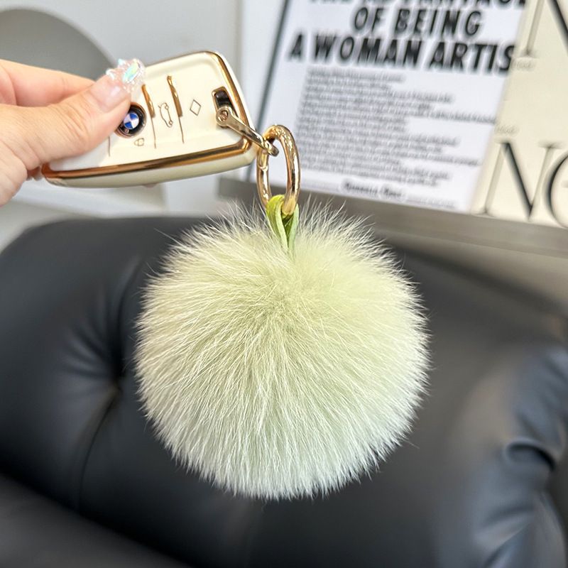 Genuine Fox Fur Pom-Pom Keychain Luxury Fluffy Fur Ball Bag Charm