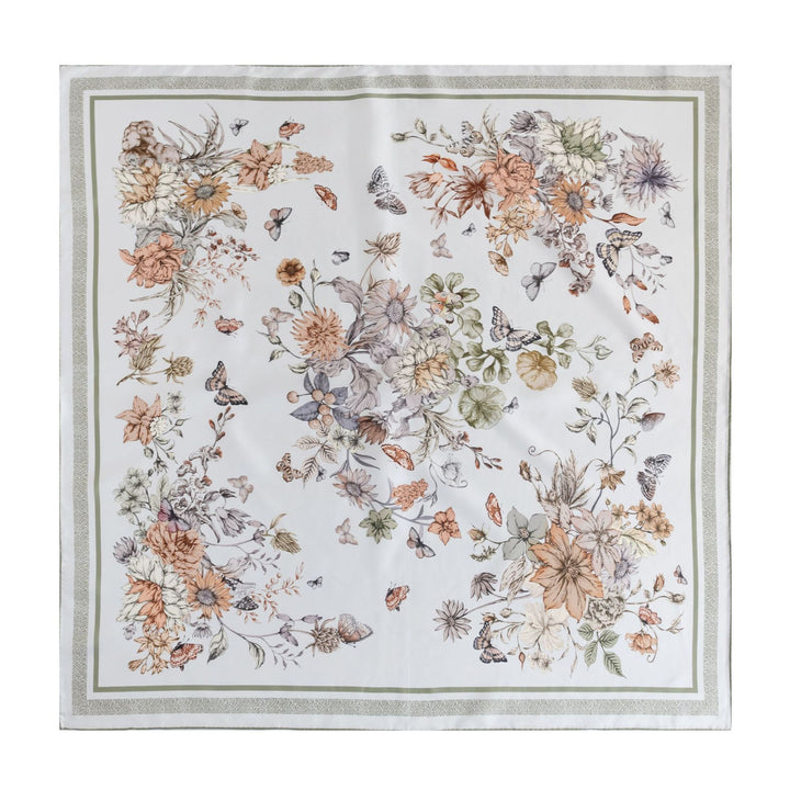 35" x 35" Floral Printed Large Silk Sqaure Scarf Women's Mulberry Silk Head Wrap