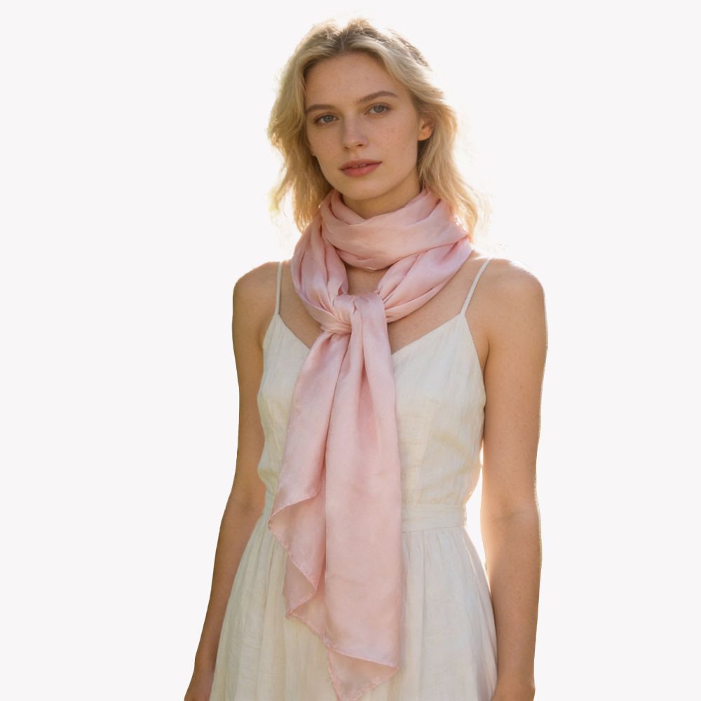 69" x 21" Classic Solid Color 100% Mulberry Silk Long Scarf for Women