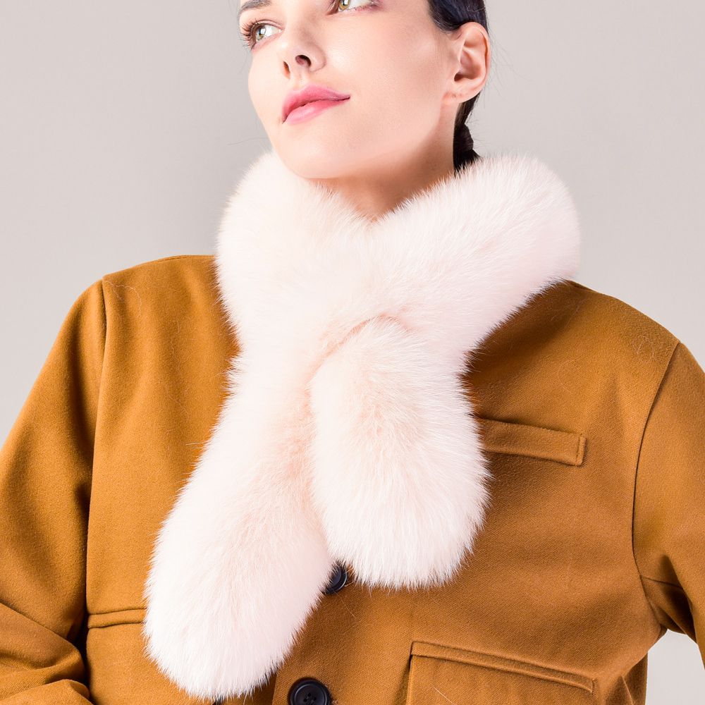 Women’s Real Fox Fur Scarf Winter Fluffy Soft Collar Wrap for Coats & Jackets