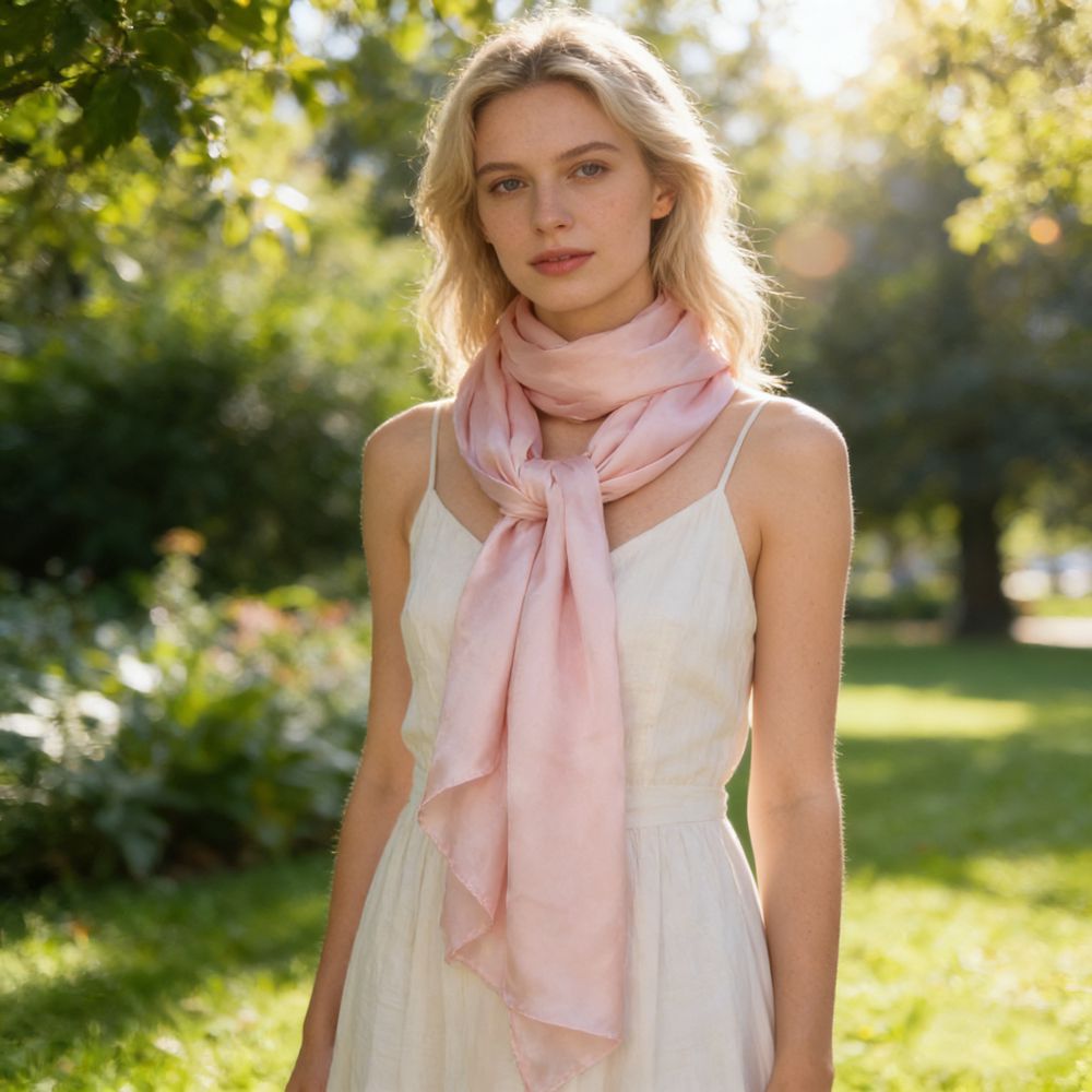 69" x 21" Classic Solid Color 100% Mulberry Silk Long Scarf for Women