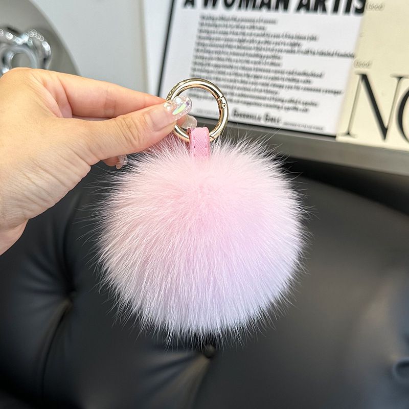 Genuine Fox Fur Pom-Pom Keychain Luxury Fluffy Fur Ball Bag Charm
