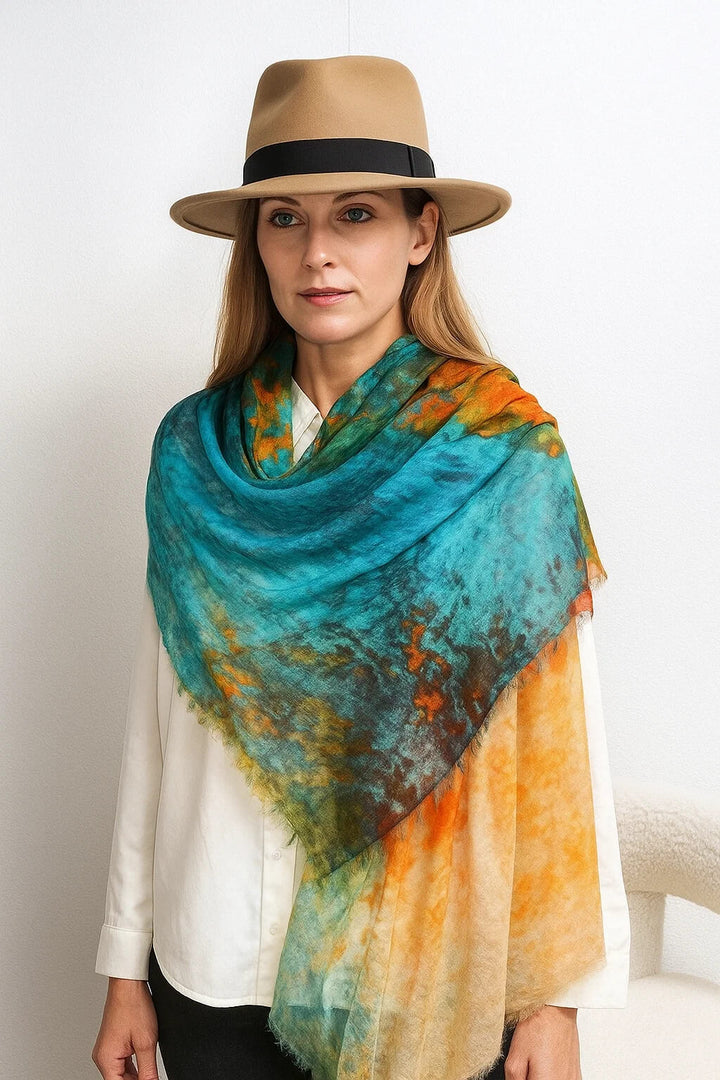Fashion Tie-Dye Lightweight Luxury Cashmere Shawl Scarf