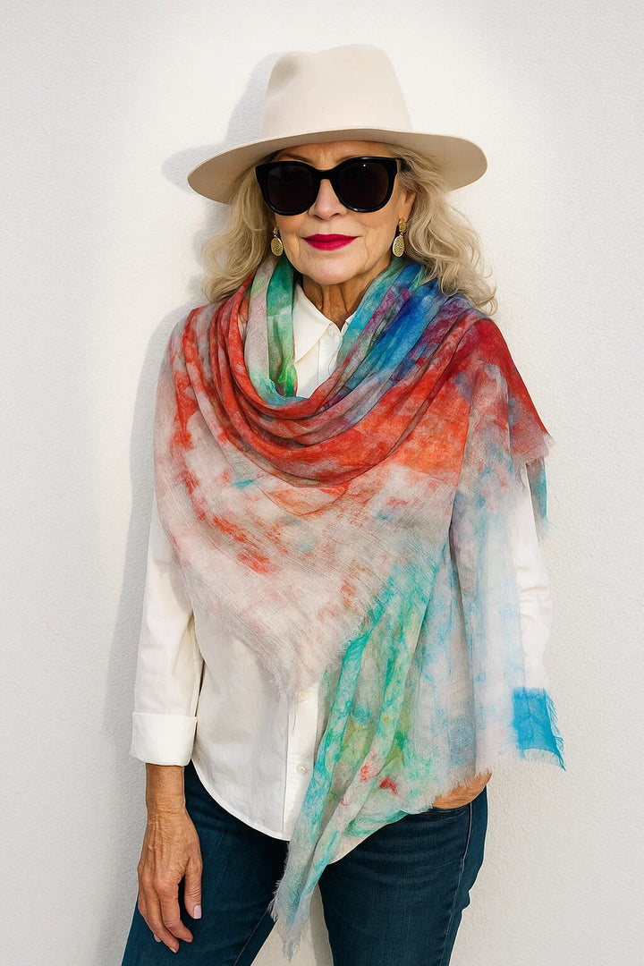 Fashion Tie-Dye Lightweight Luxury Cashmere Shawl Scarf