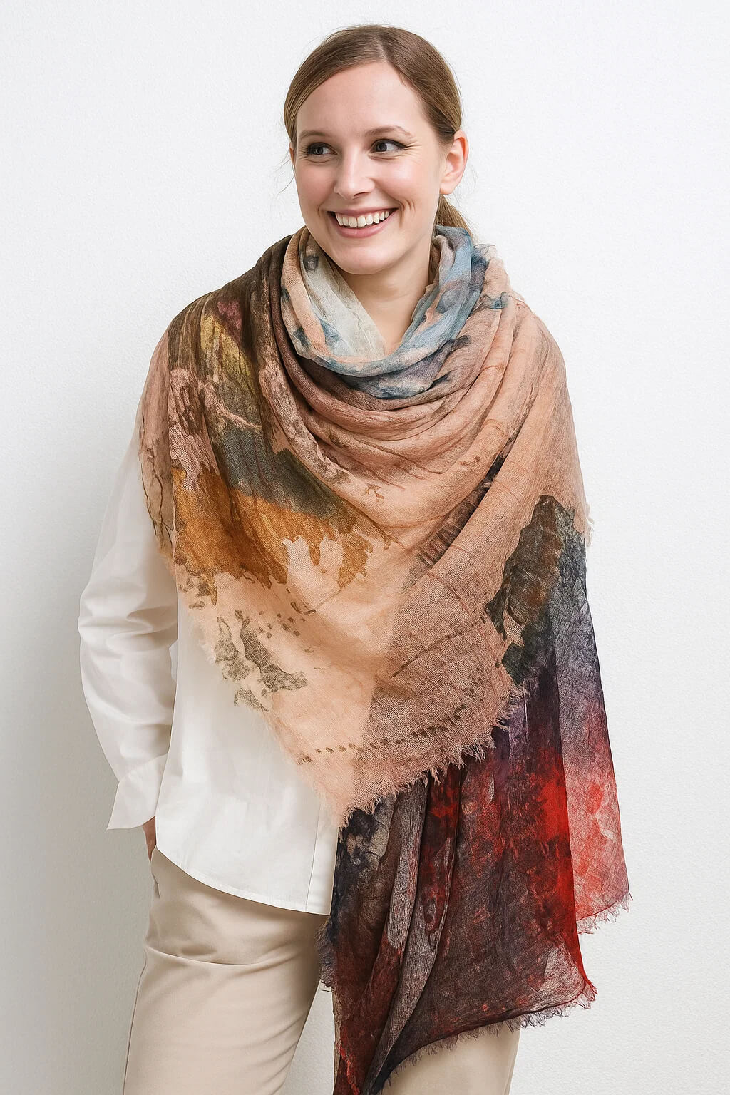 Fashion Tie-Dye Lightweight Luxury Cashmere Shawl Scarf