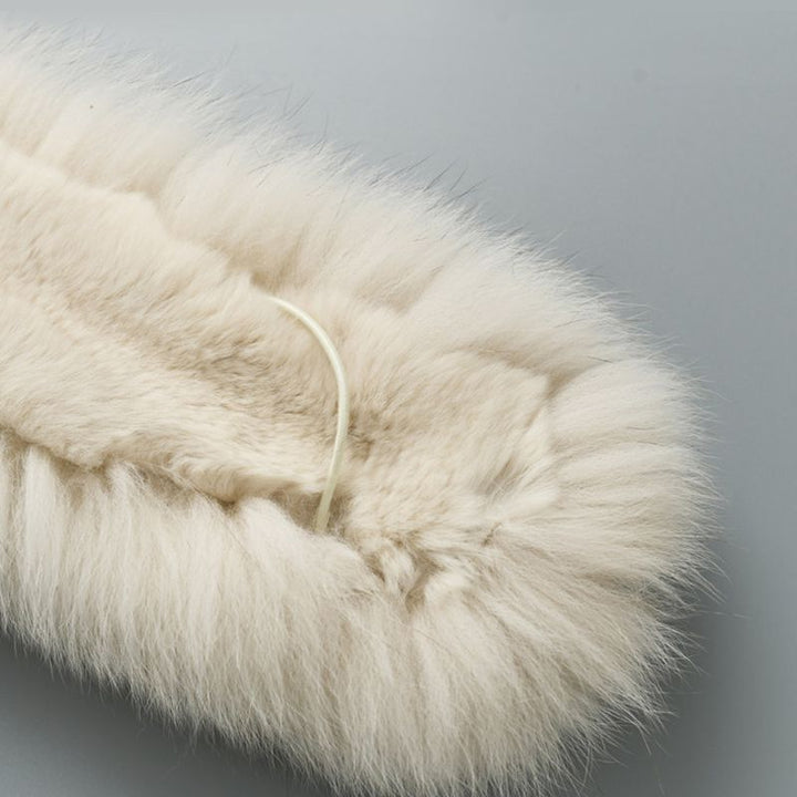 Women’s Real Fox Fur Cross-Over Scarf Genuine Plush Winter Fur Neck Warmer Collar