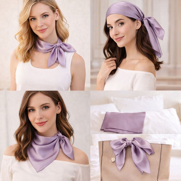 12"-35" Classic Solid Color 100% Mulberry Silk Square Scarves