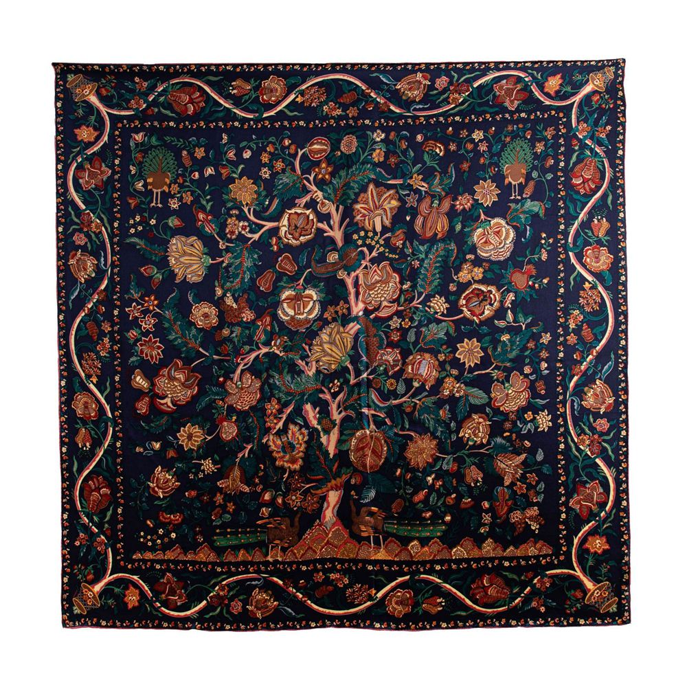 41" x 41" Classic Bloom Floral Paisley Butterfly Vintage Printed 100% Mulberry Silk Charmeuse Square Scarf