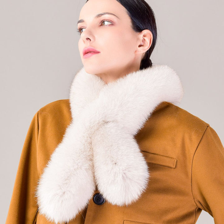 Women’s Real Fox Fur Scarf Winter Fluffy Soft Collar Wrap for Coats & Jackets