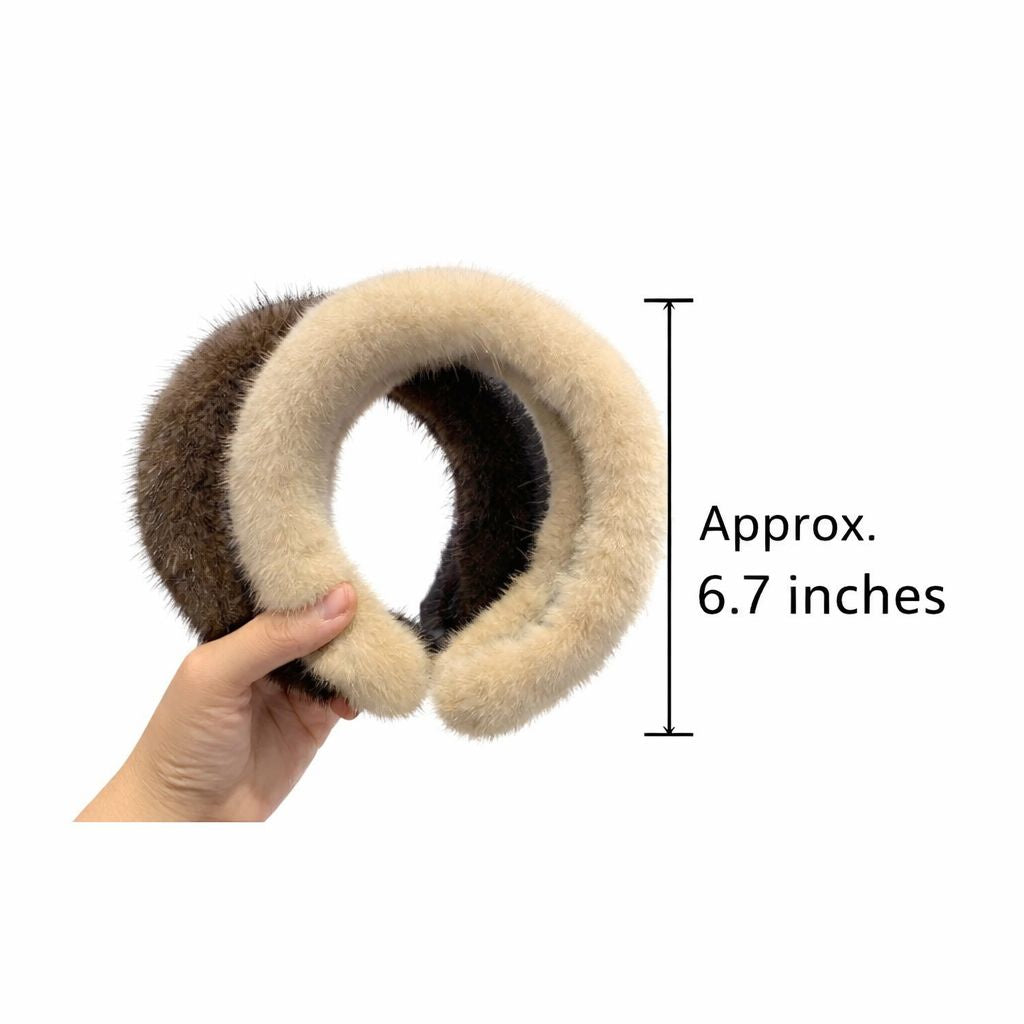 Elegant Real Mink Fur Headband for Women Soft Fuzzy Hairband Hair Accessory