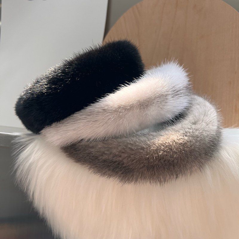 Elegant Real Mink Fur Headband for Women Soft Fuzzy Hairband Hair Accessory