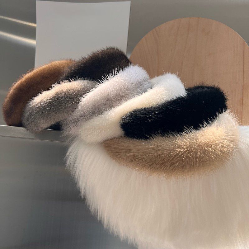 Elegant Real Mink Fur Headband for Women Soft Fuzzy Hairband Hair Accessory