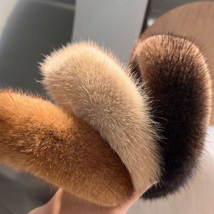 Elegant Real Mink Fur Headband for Women Soft Fuzzy Hairband Hair Accessory