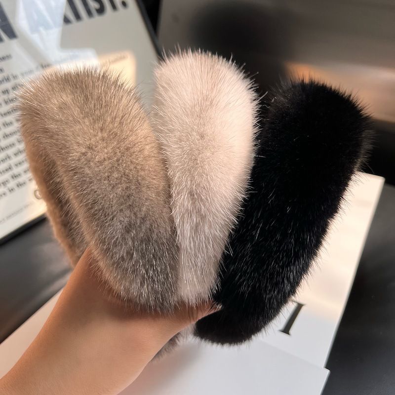 Elegant Real Mink Fur Headband for Women Soft Fuzzy Hairband Hair Accessory