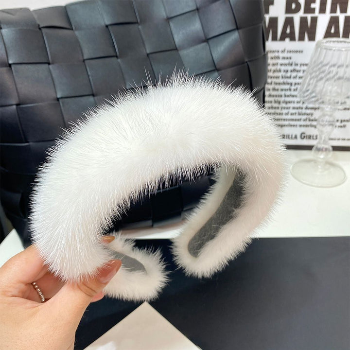 Elegant Real Mink Fur Headband for Women Soft Fuzzy Hairband Hair Accessory