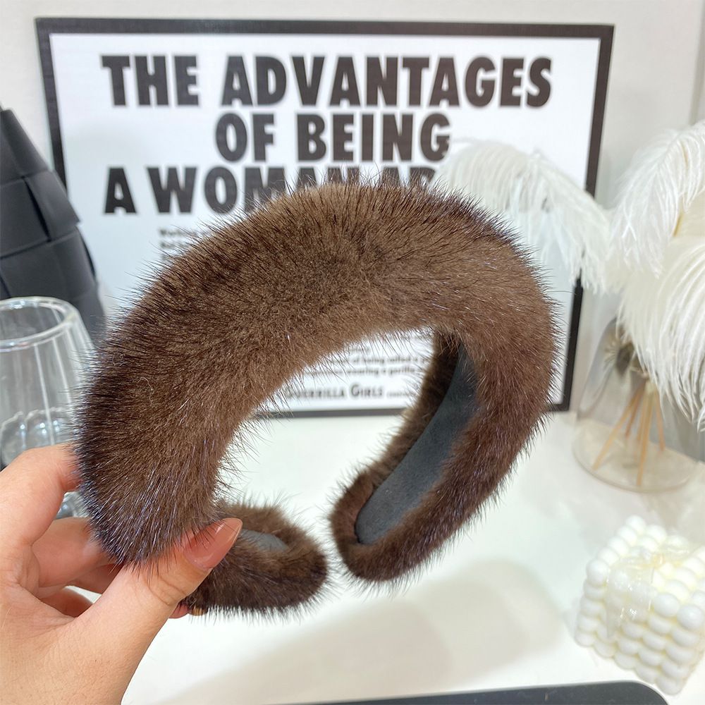 Elegant Real Mink Fur Headband for Women Soft Fuzzy Hairband Hair Accessory