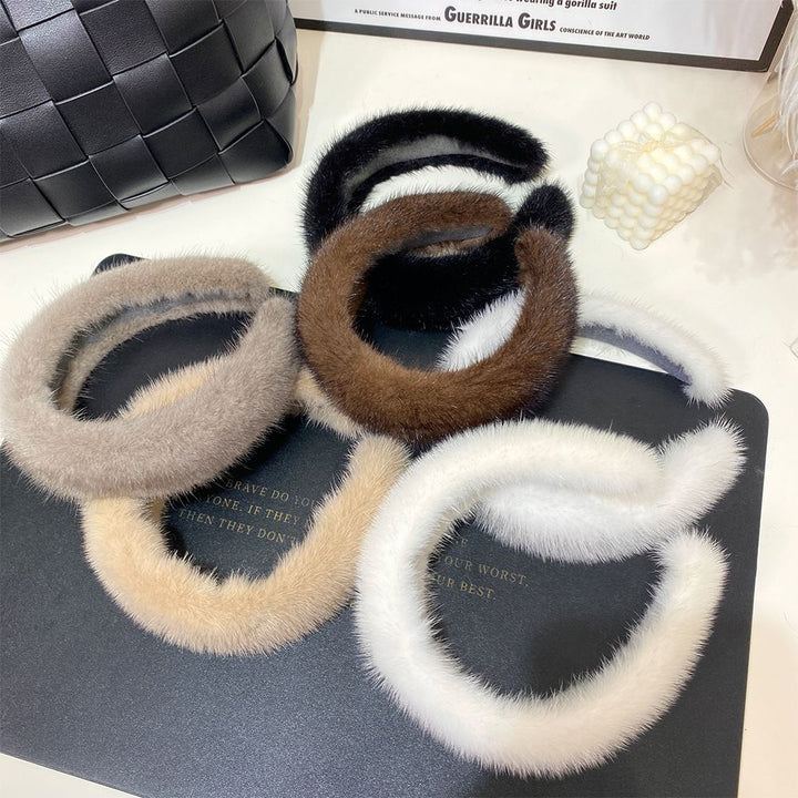 Elegant Real Mink Fur Headband for Women Soft Fuzzy Hairband Hair Accessory
