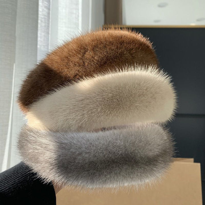 Elegant Real Mink Fur Headband for Women Soft Fuzzy Hairband Hair Accessory