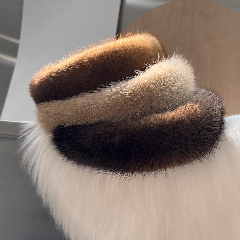 Elegant Real Mink Fur Headband for Women Soft Fuzzy Hairband Hair Accessory