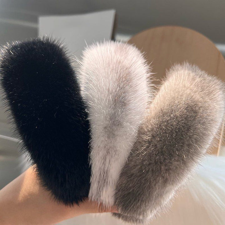 Elegant Real Mink Fur Headband for Women Soft Fuzzy Hairband Hair Accessory