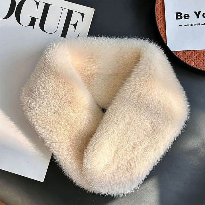Women’s Real Mink Fur Neck Warmer Scarf Luxurious Fur Collar Wrap with Magnetic Closure