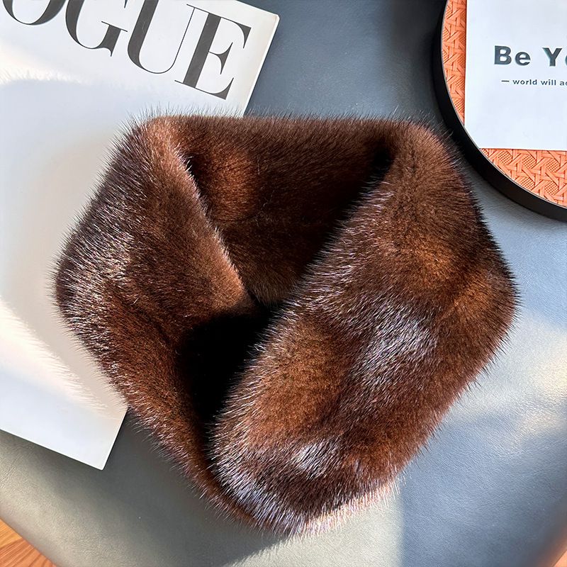 Women’s Real Mink Fur Neck Warmer Scarf Luxurious Fur Collar Wrap with Magnetic Closure