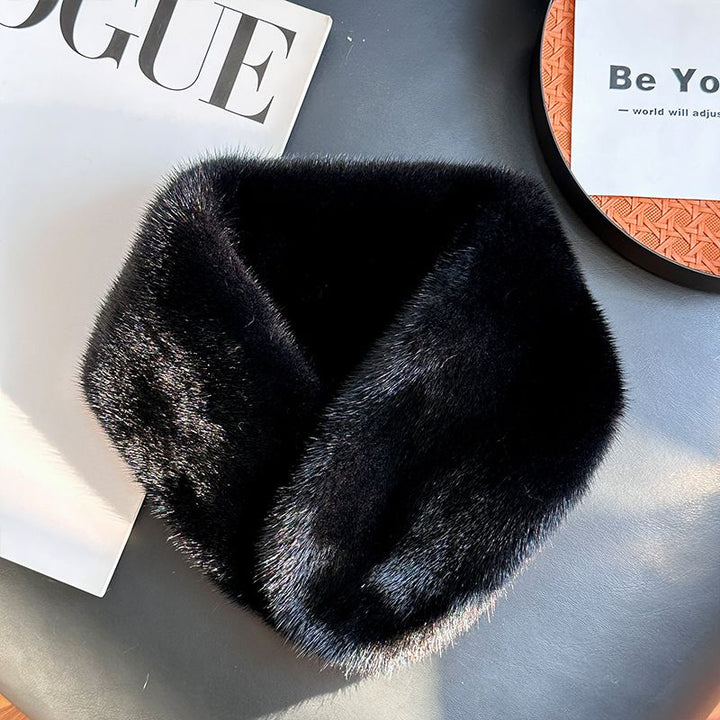 Women’s Real Mink Fur Neck Warmer Scarf Luxurious Fur Collar Wrap with Magnetic Closure
