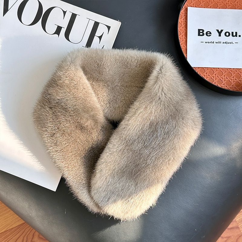 Women’s Real Mink Fur Neck Warmer Scarf Luxurious Fur Collar Wrap with Magnetic Closure