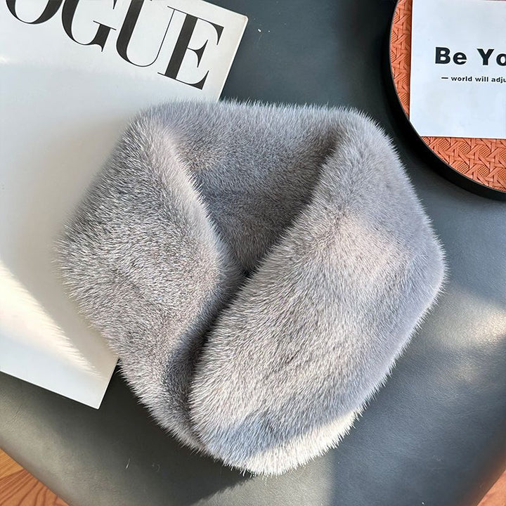 Women’s Real Mink Fur Neck Warmer Scarf Luxurious Fur Collar Wrap with Magnetic Closure