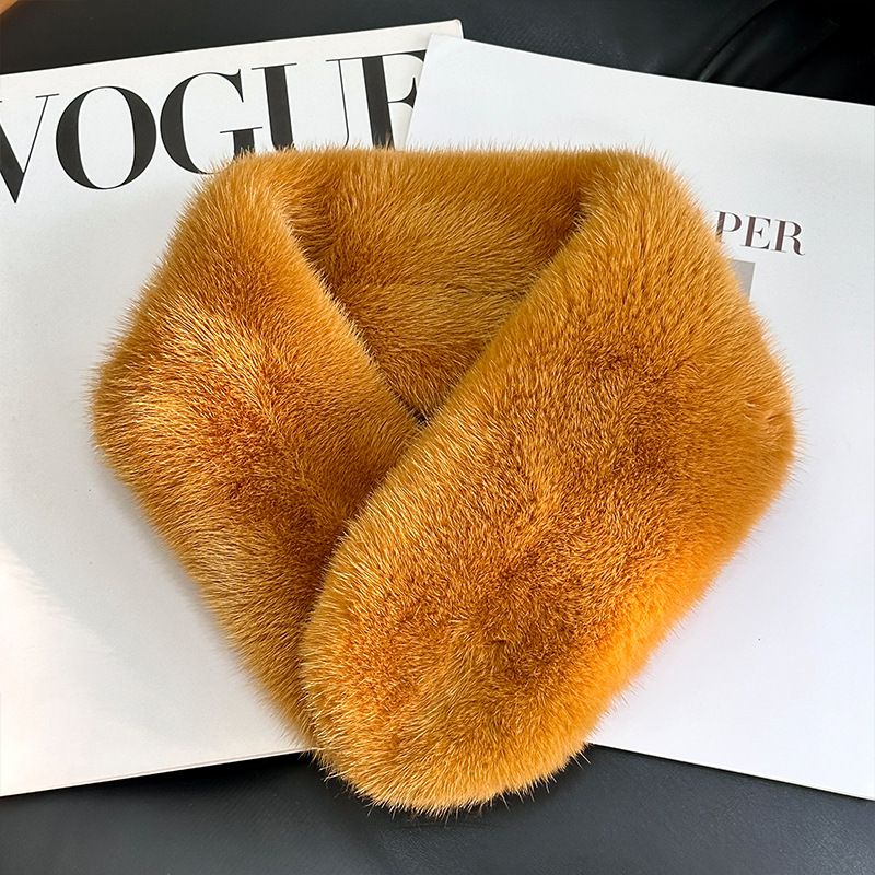 Women’s Real Mink Fur Neck Warmer Scarf Luxurious Fur Collar Wrap with Magnetic Closure