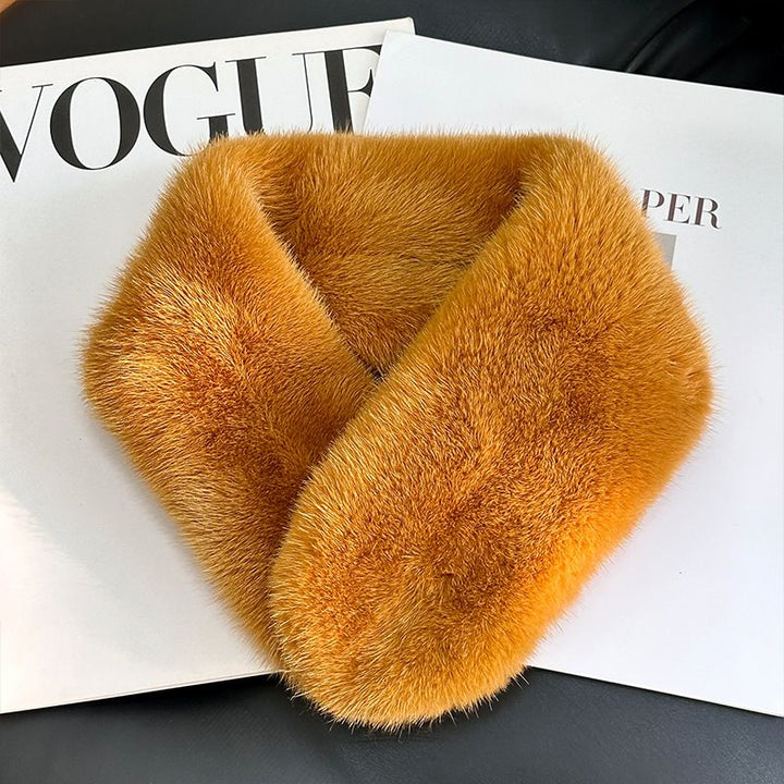 Women’s Real Mink Fur Neck Warmer Scarf Luxurious Fur Collar Wrap with Magnetic Closure