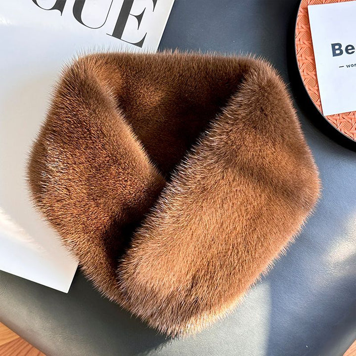 Women’s Real Mink Fur Neck Warmer Scarf Luxurious Fur Collar Wrap with Magnetic Closure