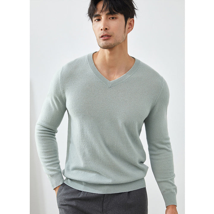 Men's Classic V-Neck 100% Cashmere Pullover Sweater