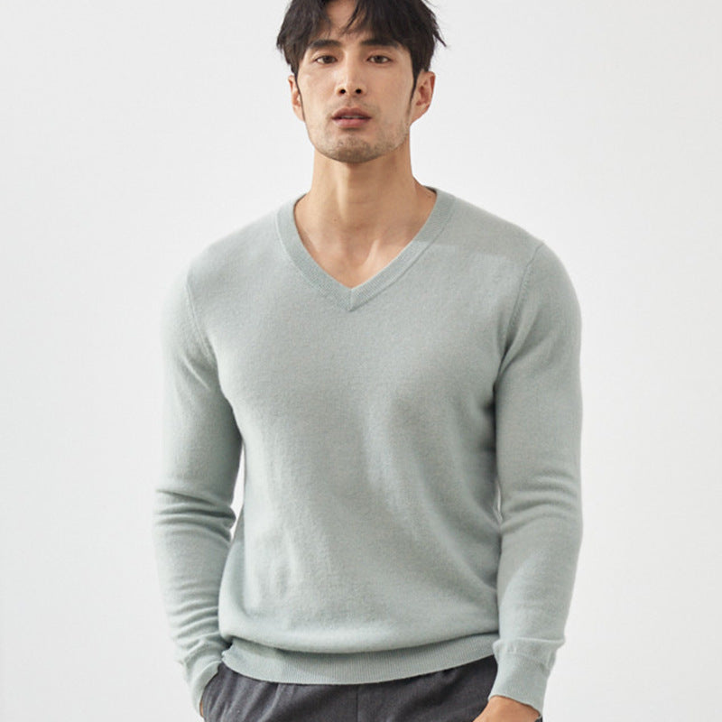 Men's Classic V-Neck 100% Cashmere Pullover Sweater