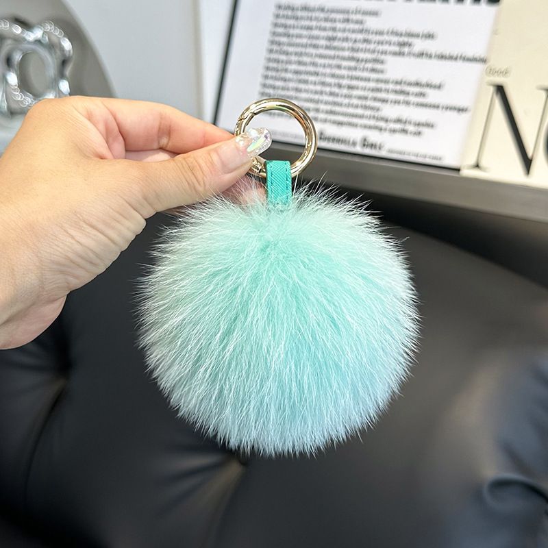 Genuine Fox Fur Pom-Pom Keychain Luxury Fluffy Fur Ball Bag Charm