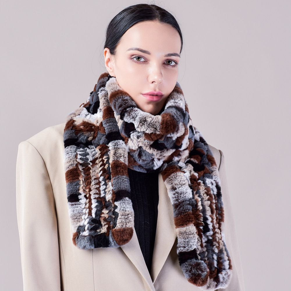 Real Rabbit Fur Scarf Women Winter Soft Warm Fashion Long Scarves