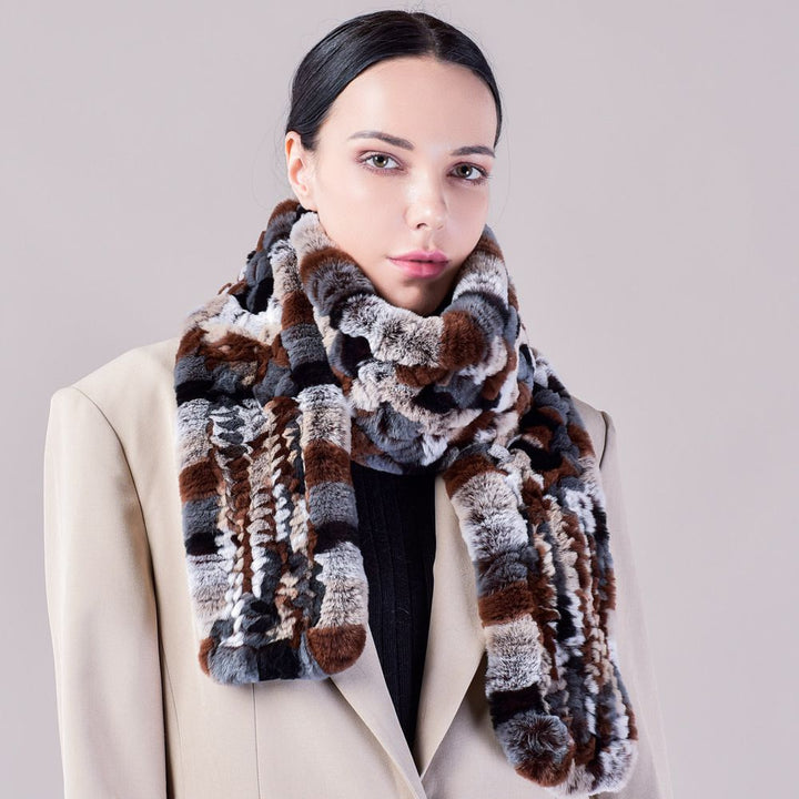 Real Rabbit Fur Scarf Women Winter Soft Warm Fashion Long Scarves