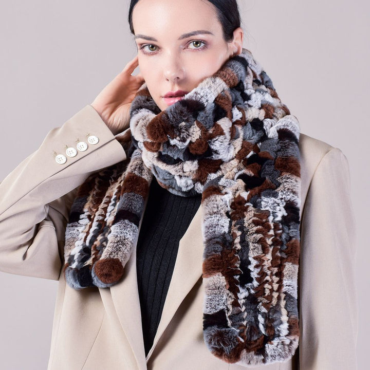 Real Rabbit Fur Scarf Women Winter Soft Warm Fashion Long Scarves