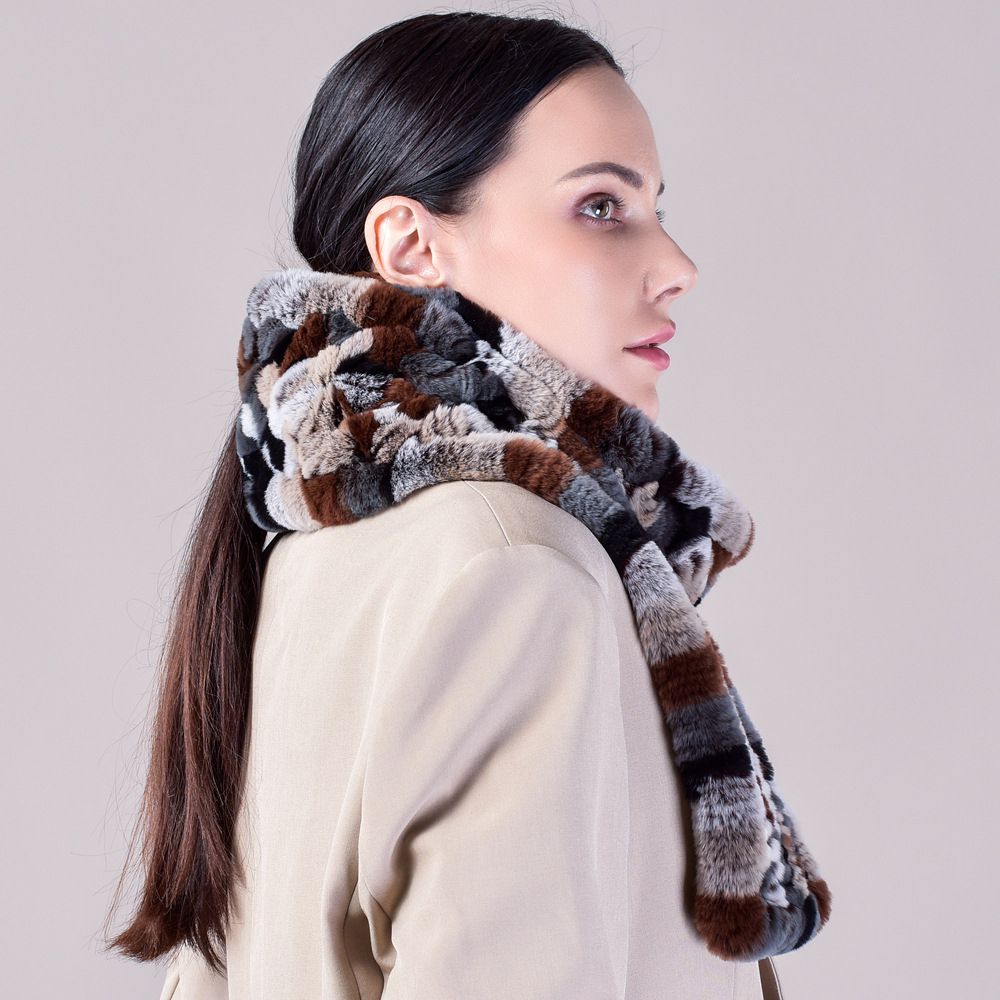 Real Rabbit Fur Scarf Women Winter Soft Warm Fashion Long Scarves