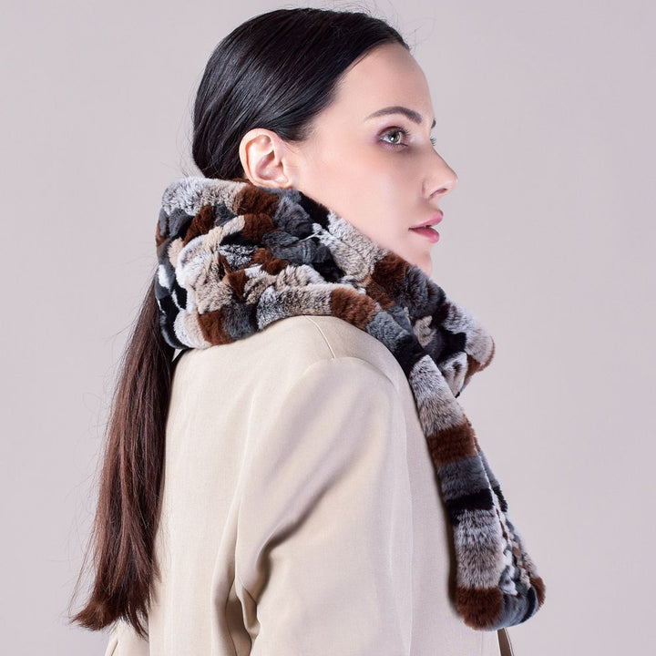 Real Rabbit Fur Scarf Women Winter Soft Warm Fashion Long Scarves