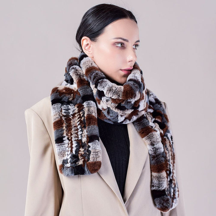 Real Rabbit Fur Scarf Women Winter Soft Warm Fashion Long Scarves