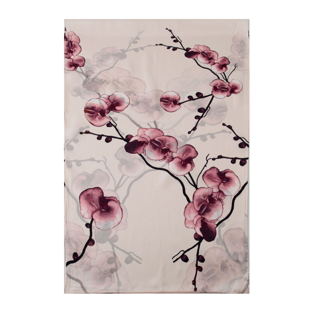 69" x 21" Womens Long Floral Printed Mulberry Silk Scarf Lightweight Luxury Wrap Neck Shawl