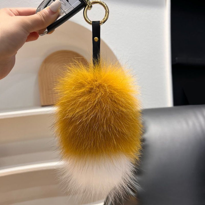 Cute Small Tail Real Fox Fur Keychain Luxury Fluffy Fur Bag Charm