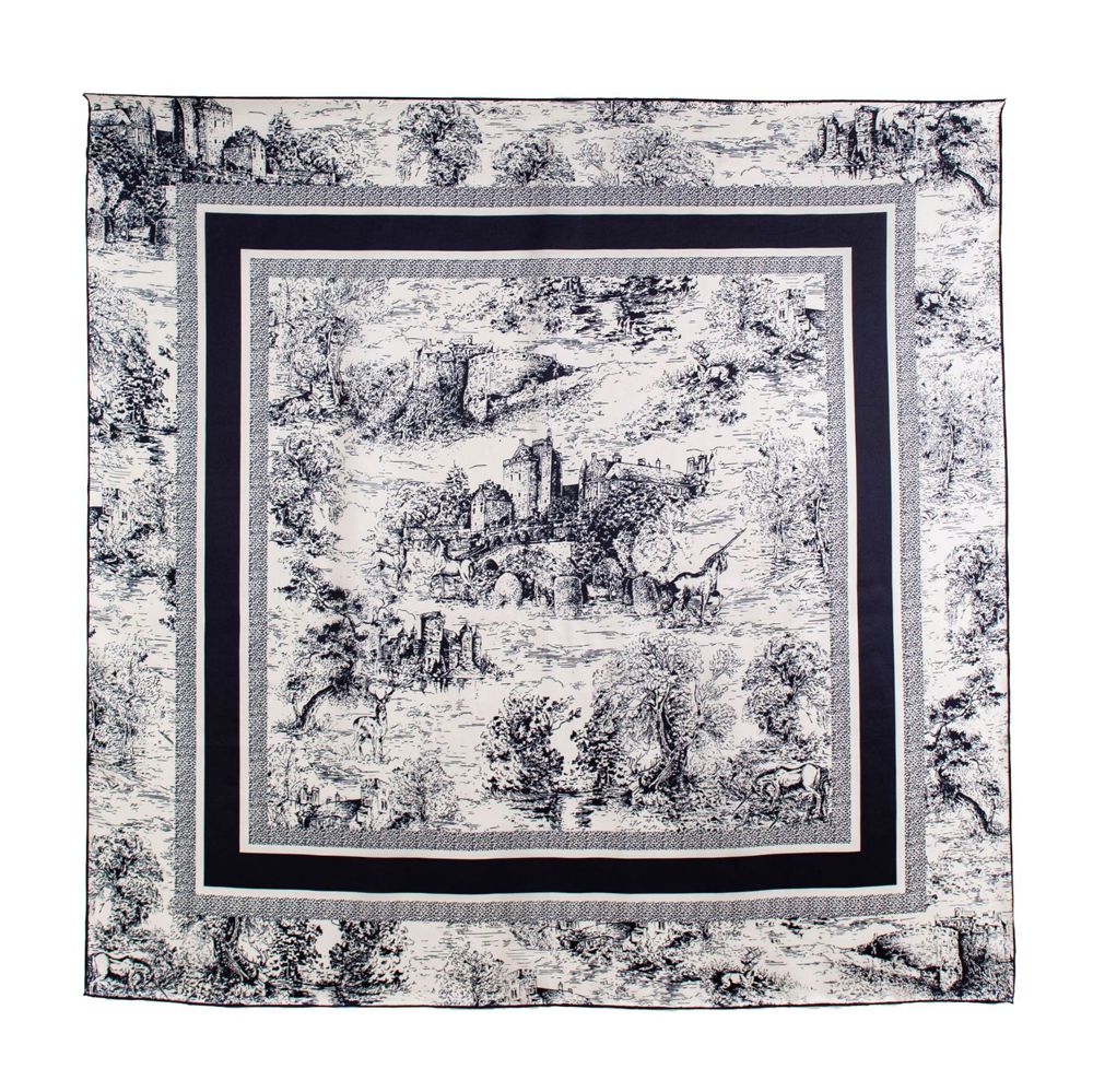 41" x 41" Classic Bloom Floral Paisley Butterfly Vintage Printed 100% Mulberry Silk Charmeuse Square Scarf