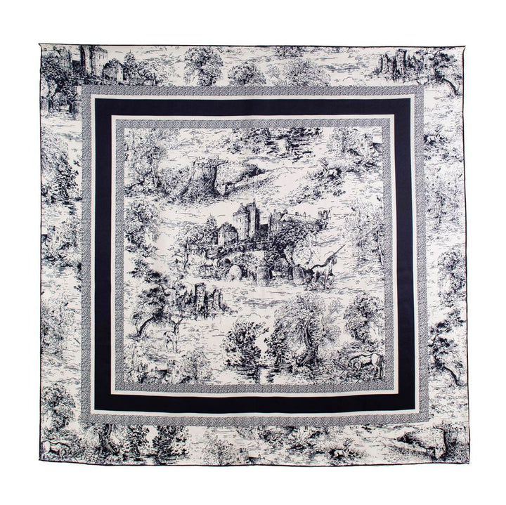 41" x 41" Classic Bloom Floral Paisley Butterfly Vintage Printed 100% Mulberry Silk Charmeuse Square Scarf