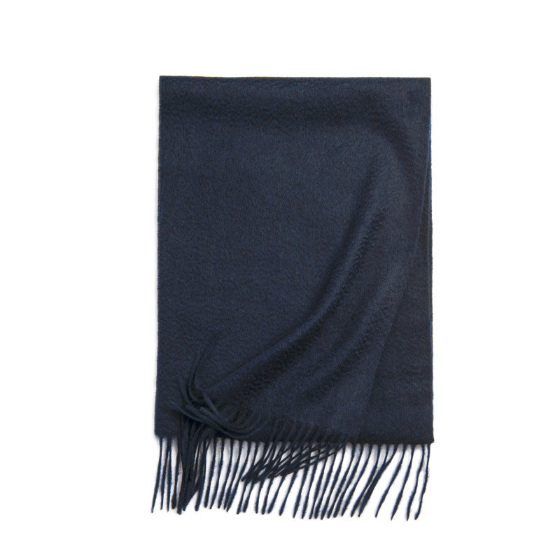 Basic Solid Color Long Cashmere Scarf with Tassels