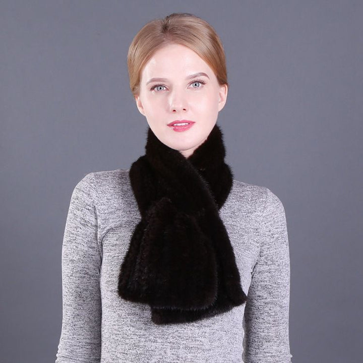 Elegant Real Mink Fur Knitted Scarf Luxury Winter Scarf for Cold Weather